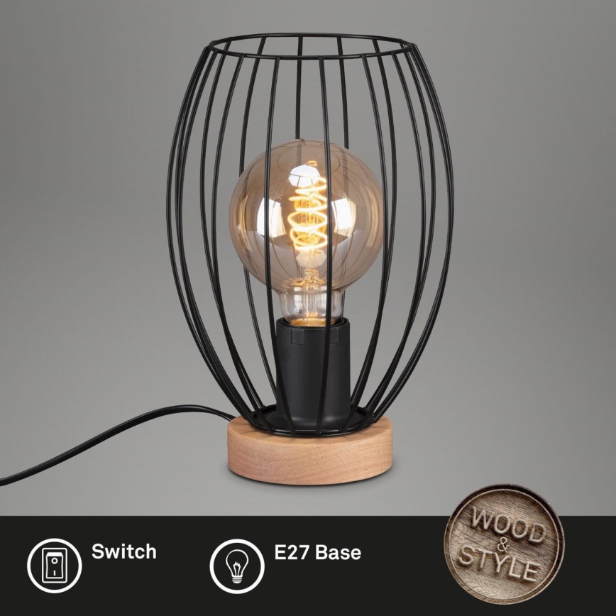 Brilo - Candeeiro de mesa WAKTU 1xE27/25W/230V árvore da borracha