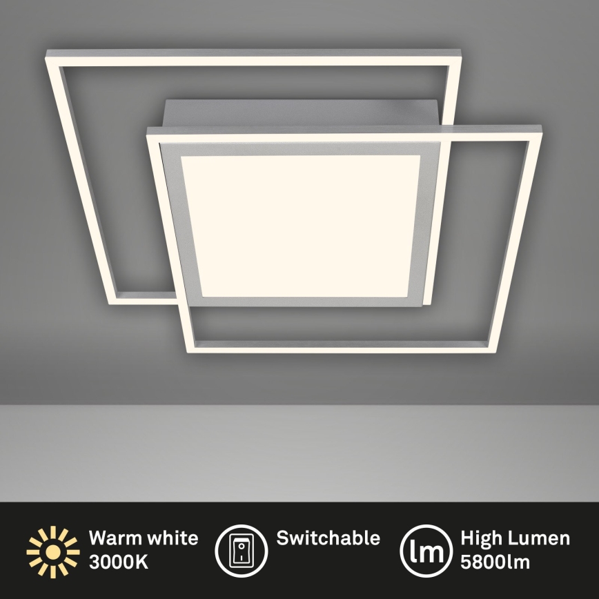 Brilo - Candeeiro de tecto LED 2xLED/16W/230V + LED/19W 51,5x51,5 cm cromado mate