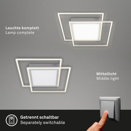 Brilo - Candeeiro de tecto LED 2xLED/16W/230V + LED/19W 51,5x51,5 cm cromado mate
