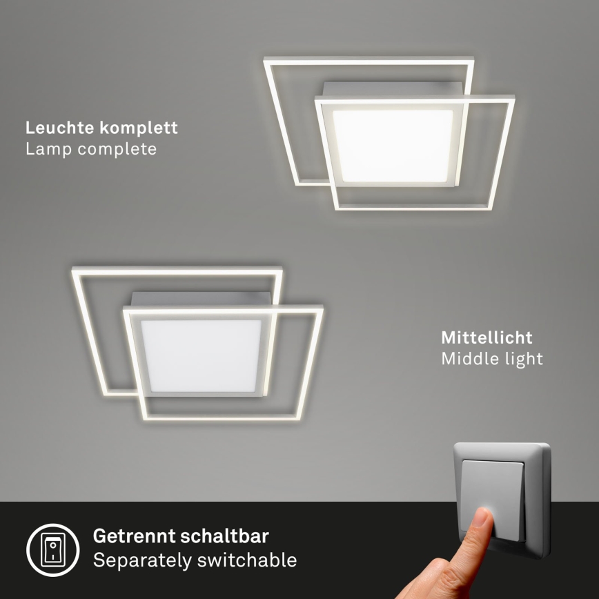 Brilo - Candeeiro de tecto LED 2xLED/16W/230V + LED/19W 51,5x51,5 cm cromado mate