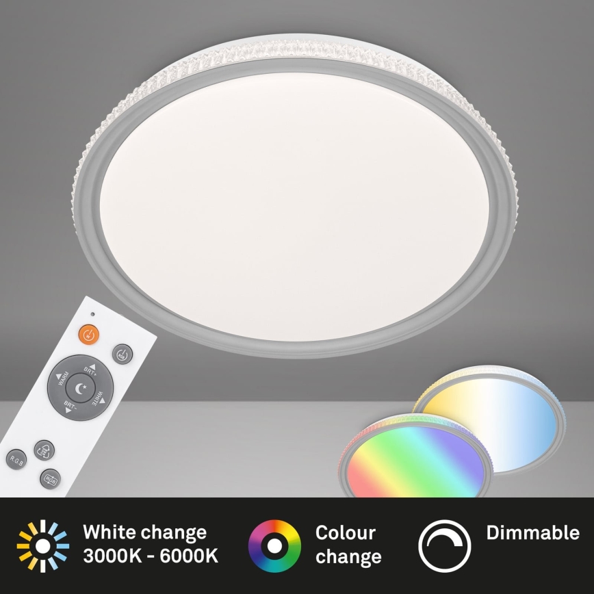 Brilo - Luminária de teto LED RGB dimerizável, 40W/230V, 3000–6500K + controlo remoto
