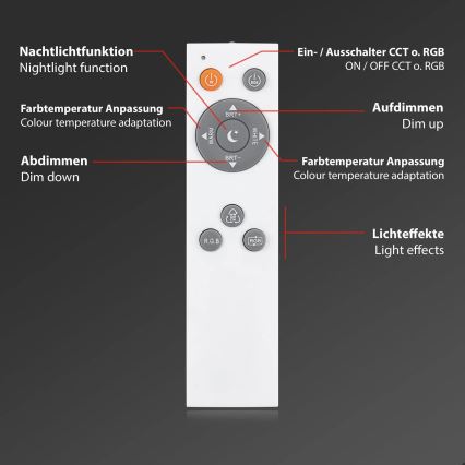 Brilo - Luminária de teto LED RGB dimerizável, 40W/230V, 3000–6500K + controlo remoto