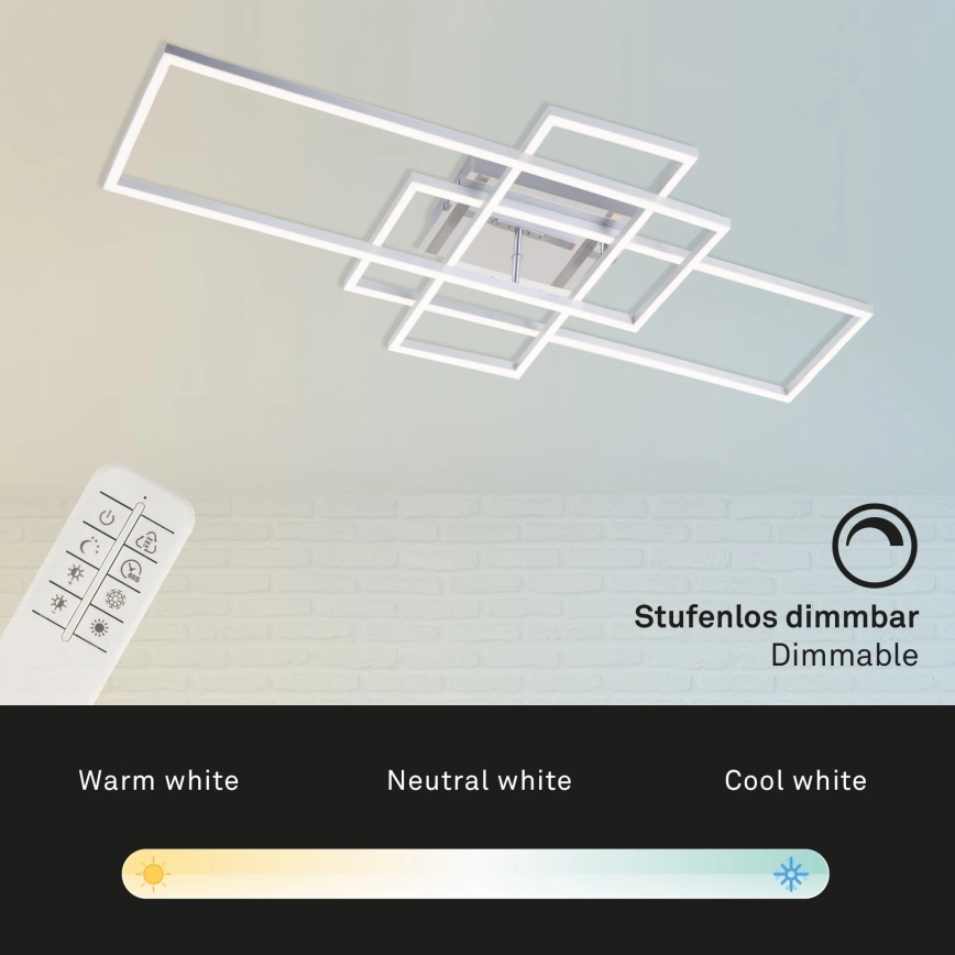 Brilo - Candeeiro integrado LED com regulação FRAME LED/51W/230V 2700-5000K cromado mate + comando