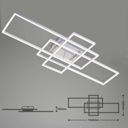 Brilo - Candeeiro integrado LED com regulação FRAME LED/51W/230V 2700-5000K cromado mate + comando