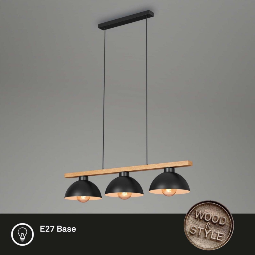 Brilo - Candeeiro suspenso 3xE27/40W/230V árvore da borracha