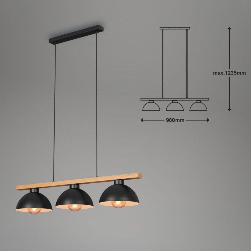 Brilo - Candeeiro suspenso 3xE27/40W/230V árvore da borracha