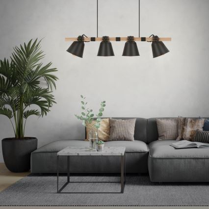 Brilo - Candeeiro suspenso TALLE 4xE27/40W/230V árvore da borracha