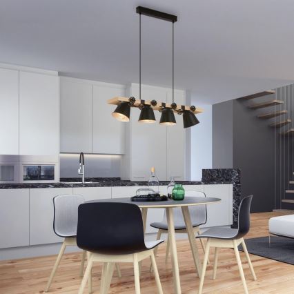 Brilo - Candeeiro suspenso TALLE 4xE27/40W/230V árvore da borracha
