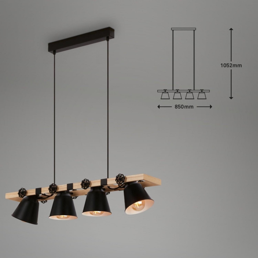 Brilo - Candeeiro suspenso TALLE 4xE27/40W/230V árvore da borracha