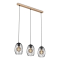 Brilo - Candeeiro suspenso WAKTU 3xE27/60W/230V árvore da borracha