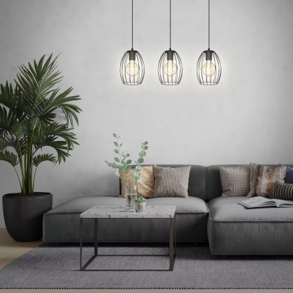 Brilo - Candeeiro suspenso WAKTU 3xE27/60W/230V árvore da borracha