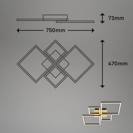Brilo - Candelabro integrado LED com regulação FRAME LED/44W/230V