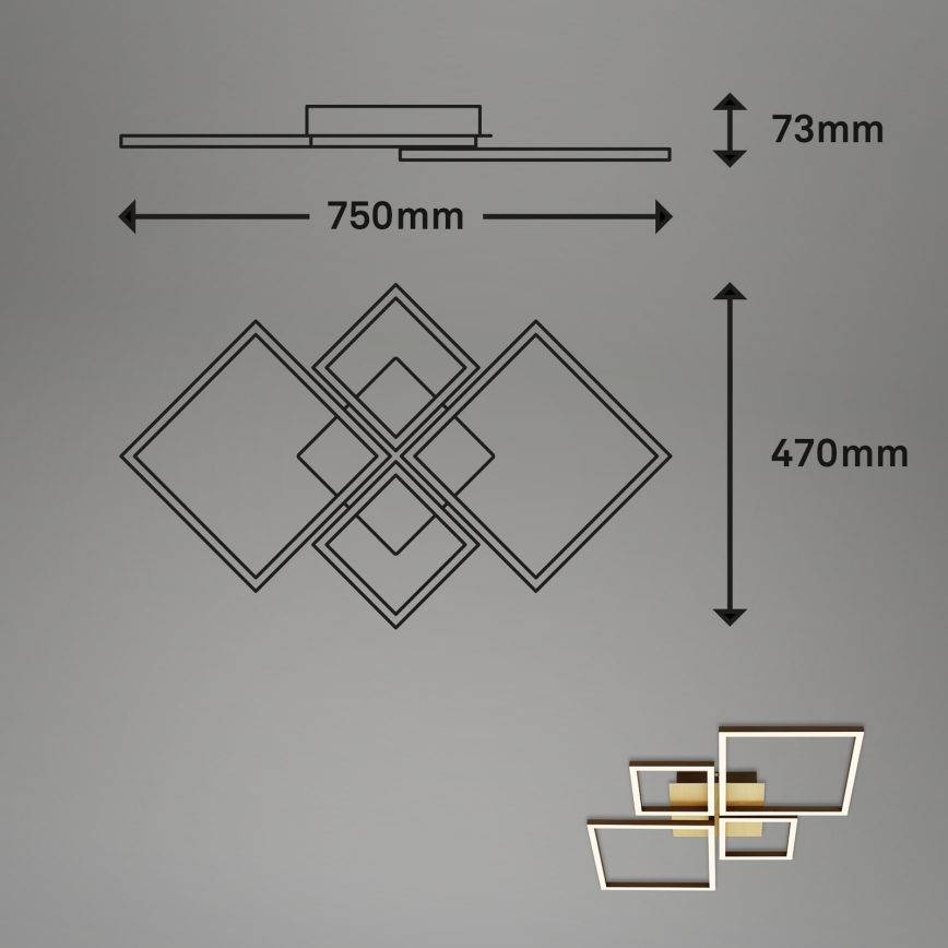 Brilo - Candelabro integrado LED com regulação FRAME LED/44W/230V