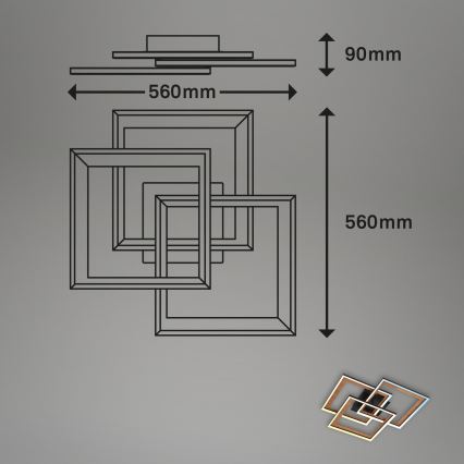 Brilo - Candelabro integrado LED com regulação FRAME LED/45W/230V 2700-6500K + controlo remoto