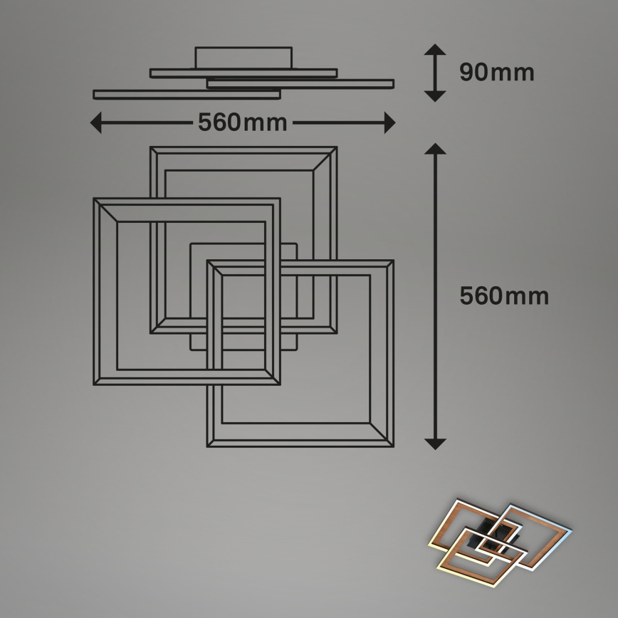 Brilo - Candelabro integrado LED com regulação FRAME LED/45W/230V 2700-6500K + controlo remoto
