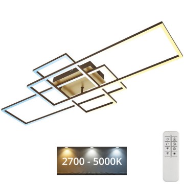 Brilo - Candelabro integrado LED com regulação FRAME LED/51W/230V 2700-5000K castanho/dourada + controlo remoto