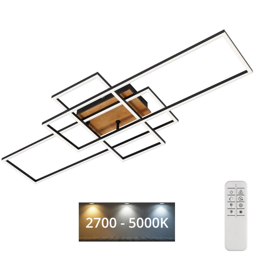 Brilo - Candelabro integrado LED com regulação FRAME LED/51W/230V 2700-5000K preto/castanho + controlo remoto