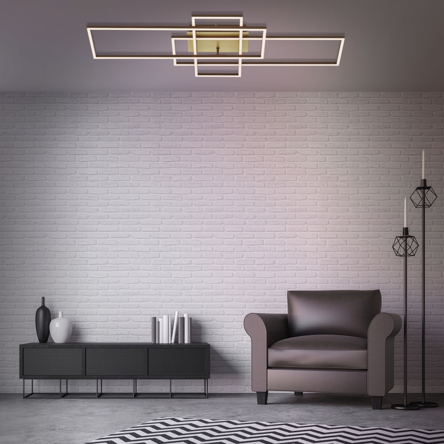 Brilo - Candelabro integrado LED com regulação FRAME LED/51W/230V 2700-5000K castanho/dourada + controlo remoto