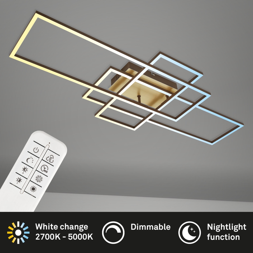 Brilo - Candelabro integrado LED com regulação FRAME LED/51W/230V 2700-5000K castanho/dourada + controlo remoto