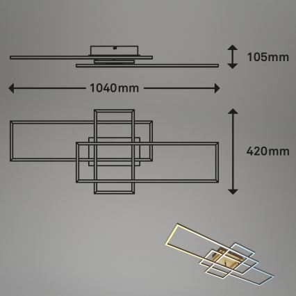Brilo - Candelabro integrado LED com regulação FRAME LED/51W/230V 2700-5000K castanho/dourada + controlo remoto
