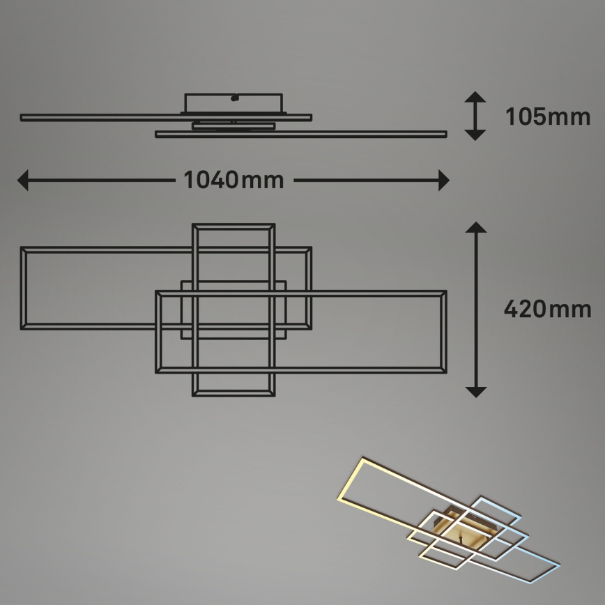 Brilo - Candelabro integrado LED com regulação FRAME LED/51W/230V 2700-5000K castanho/dourada + controlo remoto