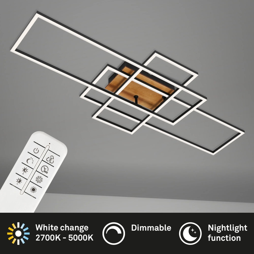 Brilo - Candelabro integrado LED com regulação FRAME LED/51W/230V 2700-5000K preto/castanho + controlo remoto