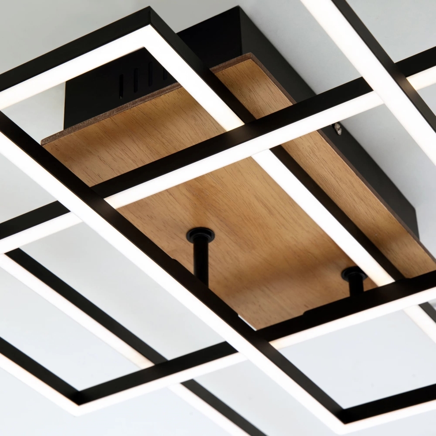 Brilo - Candelabro integrado LED com regulação FRAME LED/51W/230V 2700-5000K preto/castanho + controlo remoto