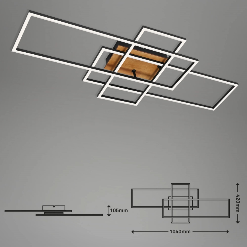 Brilo - Candelabro integrado LED com regulação FRAME LED/51W/230V 2700-5000K preto/castanho + controlo remoto