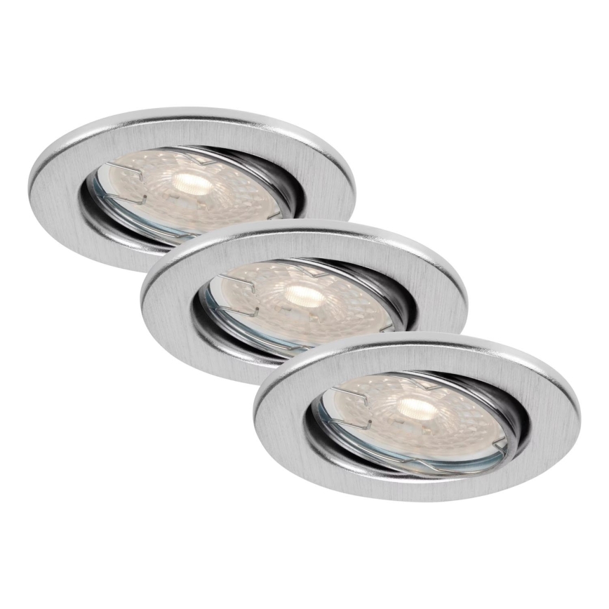 Brilo - CONJUNTO 3x Candeeiros LED reguláveis de encastrar para casa de banho DIMM LED/5,5W/230V IP23 cromado mate