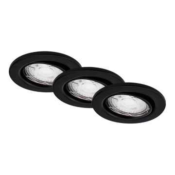 Brilo - CONJUNTO 3x Foco de encastrar de casa de banho LED 1xGU10/5W/230V IP23 preto