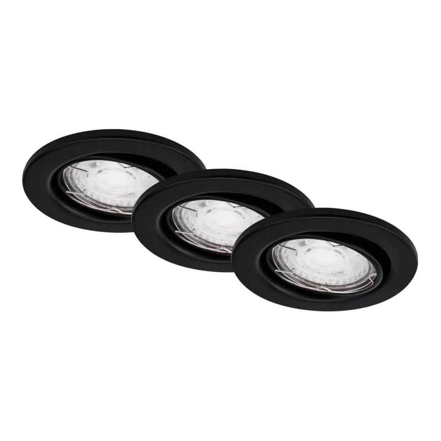 Brilo - CONJUNTO 3x Foco de encastrar de casa de banho LED 1xGU10/5W/230V IP23 preto