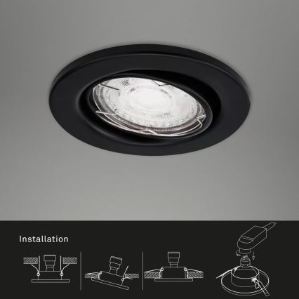 Brilo - CONJUNTO 3x Foco de encastrar de casa de banho LED 1xGU10/5W/230V IP23 preto