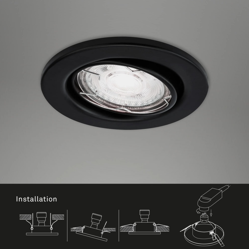 Brilo - CONJUNTO 3x Foco de encastrar de casa de banho LED 1xGU10/5W/230V IP23 preto