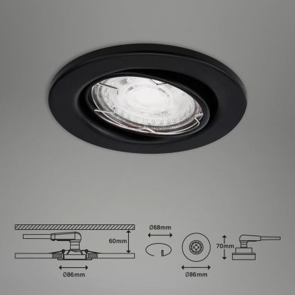Brilo - CONJUNTO 3x Foco de encastrar de casa de banho LED 1xGU10/5W/230V IP23 preto