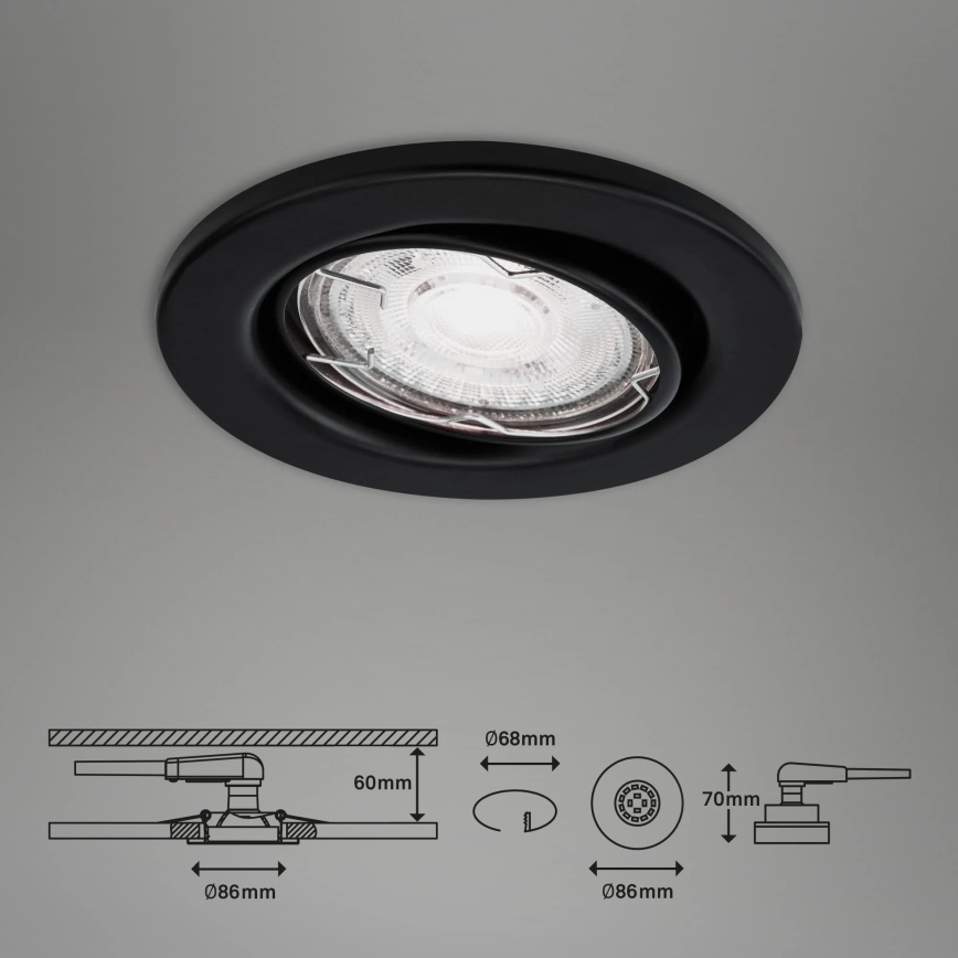 Brilo - CONJUNTO 3x Foco de encastrar de casa de banho LED 1xGU10/5W/230V IP23 preto