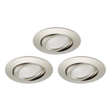 Brilo - CONJUNTO 3x Focos de encastrar LED para casa de banho com regulação LED/5W/230V IP23 cromado mate