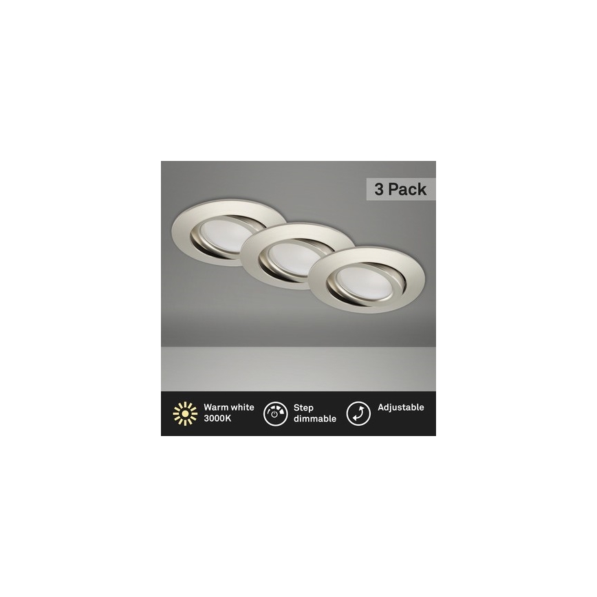 Brilo - CONJUNTO 3x Focos de encastrar LED para casa de banho com regulação LED/5W/230V IP23 cromado mate