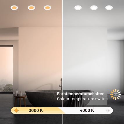 Brilo - CONJUNTO 3x Focos de encastrar LED para casa de banho  LED/4W/230V IP44 3000/4000K branco