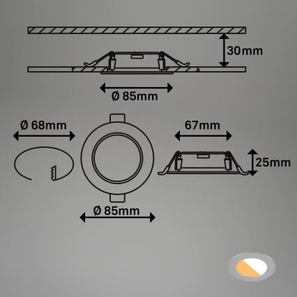 Brilo - CONJUNTO 3x Focos de encastrar LED para casa de banho  LED/4W/230V IP44 3000/4000K prateado