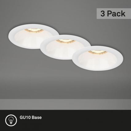 Brilo - CONJUNTO 3x Focos de encastrar para casa de banho 1xGU10/9W/230V IP23 branco