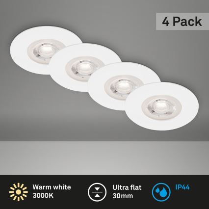 Brilo - CONJUNTO 4x Foco de encastrar de casa de banho LED LED/4,9W/230V IP44 branco