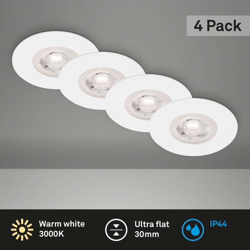 Brilo - CONJUNTO 4x Foco de encastrar de casa de banho LED LED/4,9W/230V IP44 branco