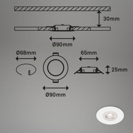 Brilo - CONJUNTO 4x Foco de encastrar de casa de banho LED LED/4,9W/230V IP44 branco