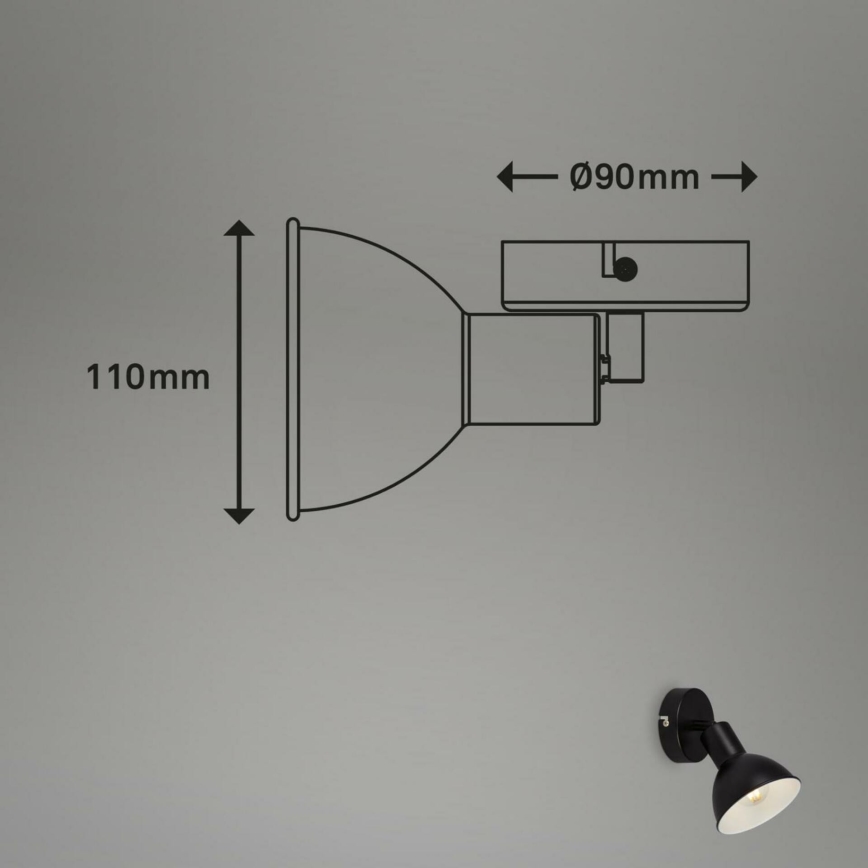 Brilo - Foco de parede RETRO 1xE14/25W/230V preto
