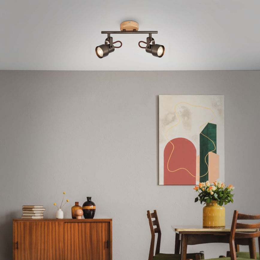 Brilo - Foco LED TAHUN 2xGU10/5W/230V castanho