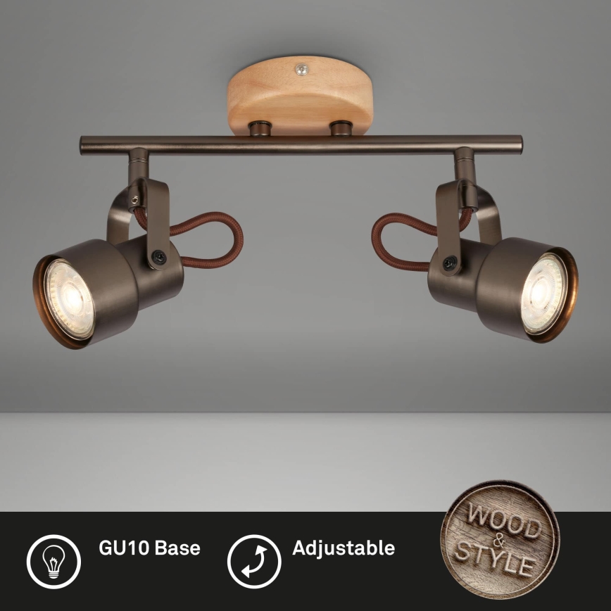 Brilo - Foco LED TAHUN 2xGU10/5W/230V castanho