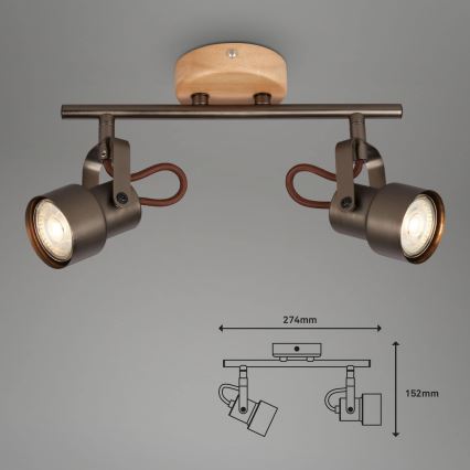 Brilo - Foco LED TAHUN 2xGU10/5W/230V castanho