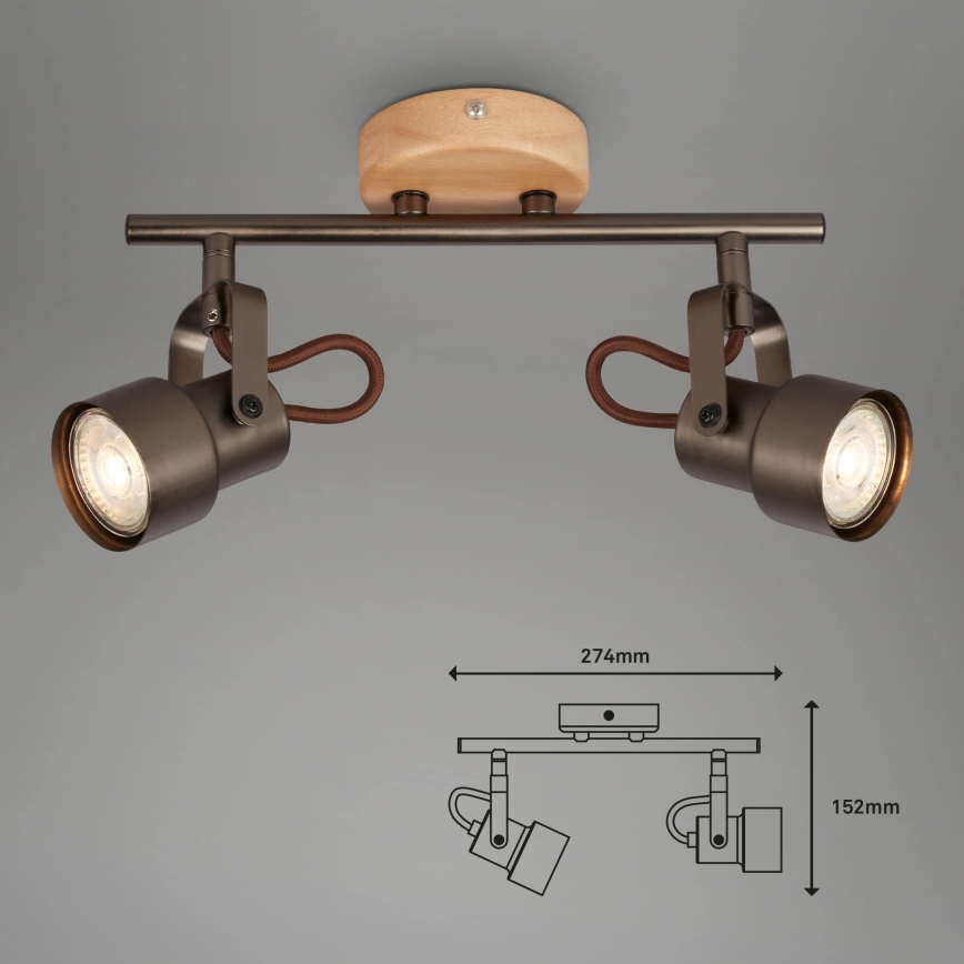 Brilo - Foco LED TAHUN 2xGU10/5W/230V castanho