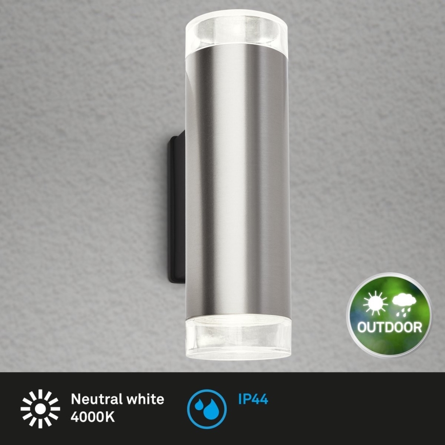 Brilo - Iluminação de parede exterior LED 2xGU10/4,7W/230V IP44 4000K cromado mate