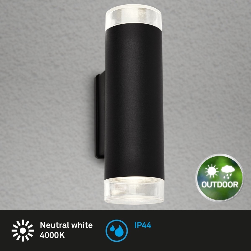 Brilo - Iluminação de parede exterior LED 2xGU10/4,7W/230V IP44 4000K preto